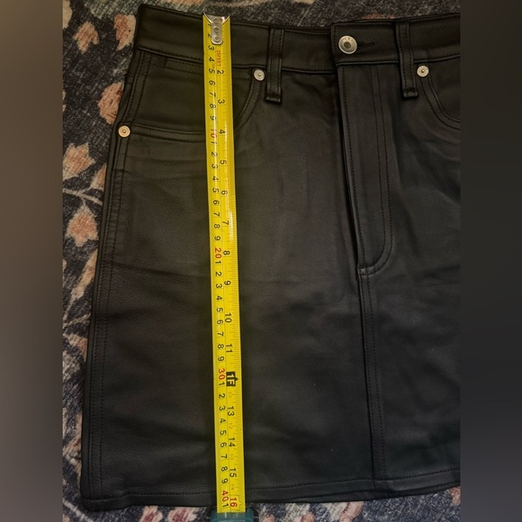 Rag & Bone Black A-line lambskin leather Mini Skirt size 25 - Picture 5 of 5